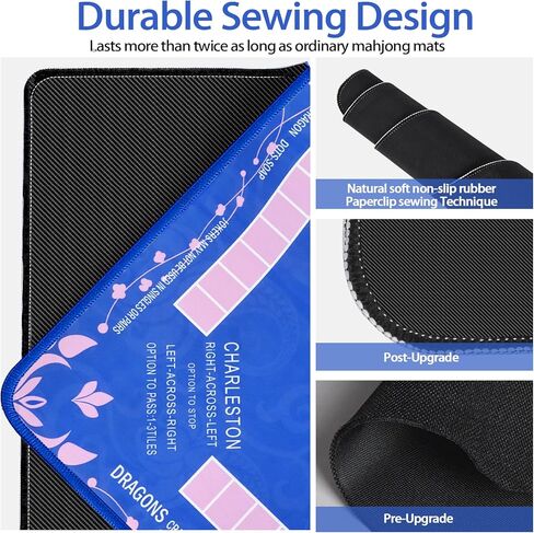 Mahjong Mat - Non-Slip Noise Reduction Gaming Mat【3mm Thick】, American Mahjong Mat with 4Rules, 4mahjong line Finder, 4Tile Mixer, 4Dice & Carrying Bag for Table, Board Games, Tile Games and Cards in Kuwait