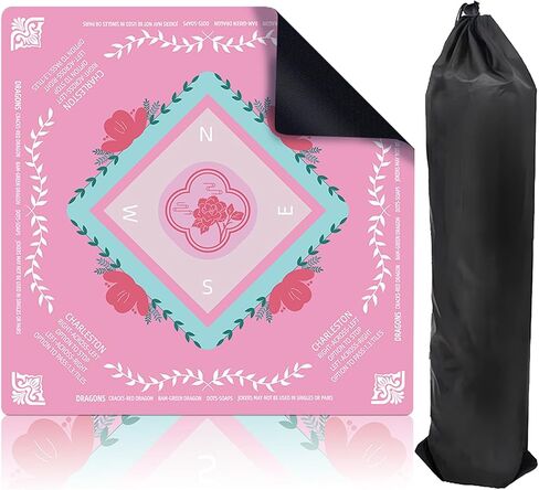 Mahjong Mat for Table, Non-Slip Noise Reducing for American Mahjong/Board Games, 31.5x31.5 Inch Premium Gaming Mat, with Black Storage Pouch (Pink) in Saudi Arabia