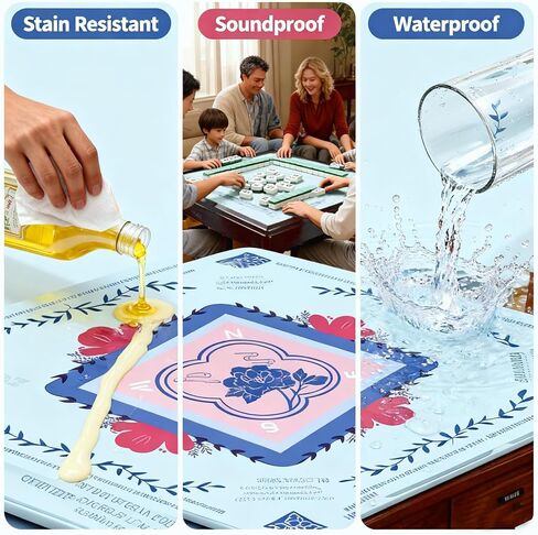 Mahjong Mat for Table, Non-Slip Noise Reducing for American Mahjong/Board Games, 31.5x31.5 Inch Premium Gaming Mat, with Black Storage Pouch (Pink) in Saudi Arabia