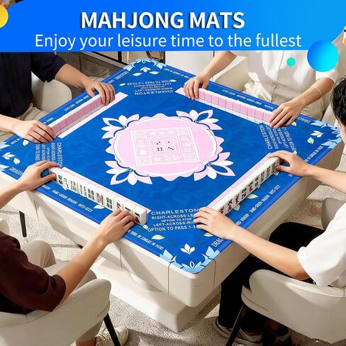 Mahjong Mat with Carrying Bag, Mahjong Mat for Table Anti-Slip and Noise Reduction Game Mat for Mahjong, Cards, Poker, Board Games, Dominoes, 31.5 x 31.5 Inches (Green) in Saudi Arabia
