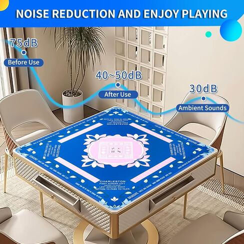 Mahjong Mat with Carrying Bag, Mahjong Mat for Table Anti-Slip and Noise Reduction Game Mat for Mahjong, Cards, Poker, Board Games, Dominoes, 31.5 x 31.5 Inches (Green) in Saudi Arabia