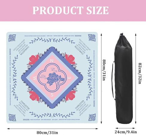Mahjong Mat for Table, Non-Slip Noise Reducing for American Mahjong/Board Games, 31.5x31.5 Inch Premium Gaming Mat, with Black Storage Pouch (Pink) in Saudi Arabia