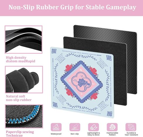 Mahjong Mat for Table, Non-Slip Noise Reducing for American Mahjong/Board Games, 31.5x31.5 Inch Premium Gaming Mat, with Black Storage Pouch (Pink) in Saudi Arabia