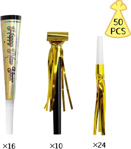 Fancy Land 50 Pack Happy New Year Noise Makers Horns Tassel Squawkers 2026 Colorful Party Noisemaker Set Adults Kids Party NYE Party Favor Supplies Bright Color in Saudi Arabia