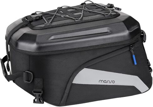 MOSISO Motorcycle Tail Bag Convertible Motorcycle Backpack Helmet Bags with Expandable Capacity 25L-35L, Motorbike Rear Seat Storage Luggage Tool Gear Carry Bag with Handle & Reflective Strips, Black in Kuwait