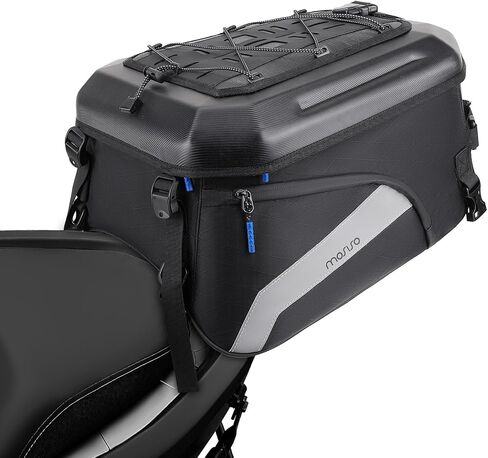 MOSISO Motorcycle Tail Bag Convertible Motorcycle Backpack Helmet Bags with Expandable Capacity 25L-35L, Motorbike Rear Seat Storage Luggage Tool Gear Carry Bag with Handle & Reflective Strips, Black in Kuwait