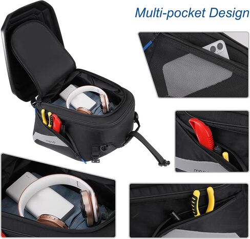 MOSISO Motorcycle Tail Bag Convertible Motorcycle Backpack Helmet Bags with Expandable Capacity 25L-35L, Motorbike Rear Seat Storage Luggage Tool Gear Carry Bag with Handle & Reflective Strips, Black in Kuwait