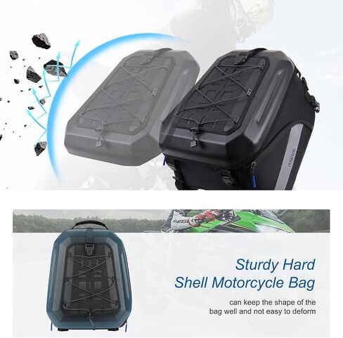 MOSISO Motorcycle Tail Bag Convertible Motorcycle Backpack Helmet Bags with Expandable Capacity 25L-35L, Motorbike Rear Seat Storage Luggage Tool Gear Carry Bag with Handle & Reflective Strips, Black in Kuwait