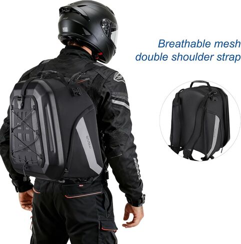 MOSISO Motorcycle Tail Bag Convertible Motorcycle Backpack Helmet Bags with Expandable Capacity 25L-35L, Motorbike Rear Seat Storage Luggage Tool Gear Carry Bag with Handle & Reflective Strips, Black in Kuwait