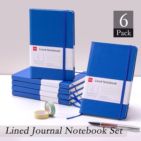 deli 6 Pack Black Lined Journal Notebook for Work, Moleskine Notebooks, A5 (5.5"x8.3"), 160 Pages Hardcover Journaling Notebooks, Black College Ruled Notebooks for Notes-taking/Work/Travel in Saudi Arabia