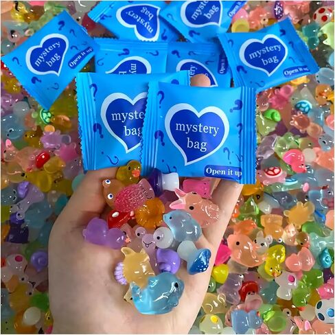 Mini Glow in The Dark Animal Resin Models Mystery Resin Animals Individually Wrapped Blind Bag Hide Small Luminous Figures DIY Fairy Garden House Micro Landscape Aquarium Decor Random Design (50) in Saudi Arabia