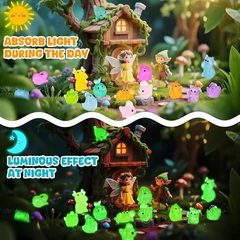 Mini Glow in The Dark Animal Resin Models Mystery Resin Animals Individually Wrapped Blind Bag Hide Small Luminous Figures DIY Fairy Garden House Micro Landscape Aquarium Decor Random Design (50) in Saudi Arabia