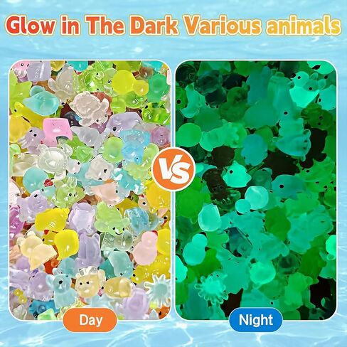 Mini Glow in The Dark Animal Resin Models Mystery Resin Animals Individually Wrapped Blind Bag Hide Small Luminous Figures DIY Fairy Garden House Micro Landscape Aquarium Decor Random Design (50) in Saudi Arabia