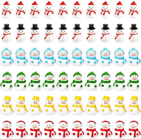 Bbiamsleep 60 Pcs Mini Snowman Figurines Tiny Resin Snowman Christmas Miniature Ornaments for Fairy Garden Christmas Snow Globes Home Winter Village Decor in Saudi Arabia