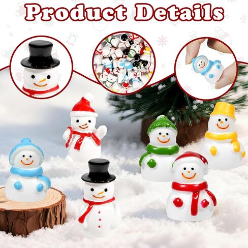 Bbiamsleep 60 Pcs Mini Snowman Figurines Tiny Resin Snowman Christmas Miniature Ornaments for Fairy Garden Christmas Snow Globes Home Winter Village Decor in Saudi Arabia
