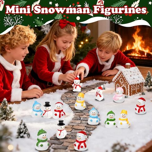 Bbiamsleep 60 Pcs Mini Snowman Figurines Tiny Resin Snowman Christmas Miniature Ornaments for Fairy Garden Christmas Snow Globes Home Winter Village Decor in Saudi Arabia