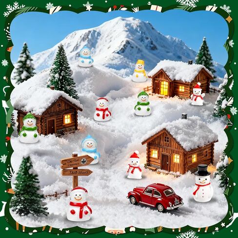 Bbiamsleep 60 Pcs Mini Snowman Figurines Tiny Resin Snowman Christmas Miniature Ornaments for Fairy Garden Christmas Snow Globes Home Winter Village Decor in Saudi Arabia
