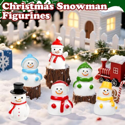 Bbiamsleep 60 Pcs Mini Snowman Figurines Tiny Resin Snowman Christmas Miniature Ornaments for Fairy Garden Christmas Snow Globes Home Winter Village Decor in Saudi Arabia