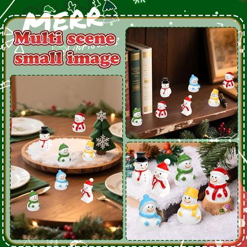 Bbiamsleep 60 Pcs Mini Snowman Figurines Tiny Resin Snowman Christmas Miniature Ornaments for Fairy Garden Christmas Snow Globes Home Winter Village Decor in Saudi Arabia