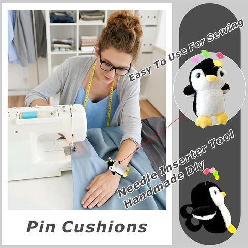 Cute Hedgehog Wrist Pin Cushion Kit for Sewing with 50 Lovely Bird Needles,Including Threader, Thimble ＆Tape Measure for Sewers Gift for Quilters. in Saudi Arabia