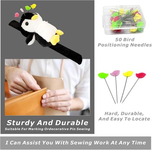 Cute Hedgehog Wrist Pin Cushion Kit for Sewing with 50 Lovely Bird Needles,Including Threader, Thimble ＆Tape Measure for Sewers Gift for Quilters. in Saudi Arabia