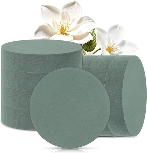 Ptwola 12 Packs Round Floral Foam Blocks, 6'' Dry Wet Flowers Plant Foam Florist Supplies for Fresh Artificial Arrangement DIY Arts Crafts Wedding Aisle Birthdays Home Office Garden Party Decorations in Kuwait