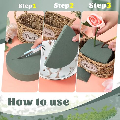 Ptwola 12 Packs Round Floral Foam Blocks, 6'' Dry Wet Flowers Plant Foam Florist Supplies for Fresh Artificial Arrangement DIY Arts Crafts Wedding Aisle Birthdays Home Office Garden Party Decorations in Kuwait