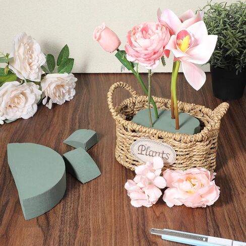 Ptwola 12 Packs Round Floral Foam Blocks, 6'' Dry Wet Flowers Plant Foam Florist Supplies for Fresh Artificial Arrangement DIY Arts Crafts Wedding Aisle Birthdays Home Office Garden Party Decorations in Kuwait