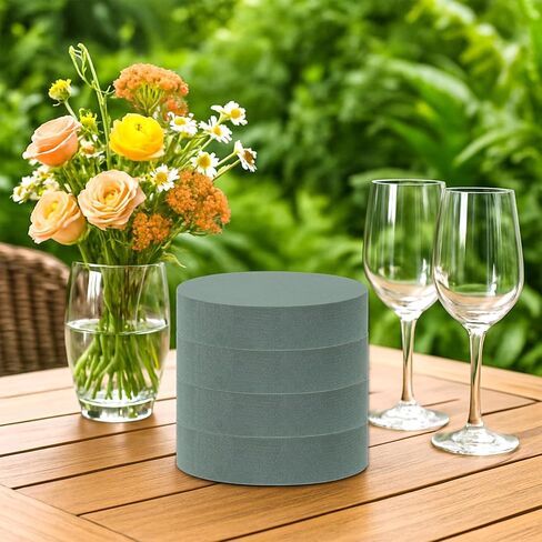 Ptwola 12 Packs Round Floral Foam Blocks, 6'' Dry Wet Flowers Plant Foam Florist Supplies for Fresh Artificial Arrangement DIY Arts Crafts Wedding Aisle Birthdays Home Office Garden Party Decorations in Kuwait