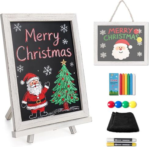 SELEAD Small Magnetic Chalkboard Words Sign Board - 10x12 Inch Tabletop/Hanging Vintage White Solid Wood Frame Chalk Board with Stand, Message Menu Board for Cafe, Business, Wedding in Saudi Arabia