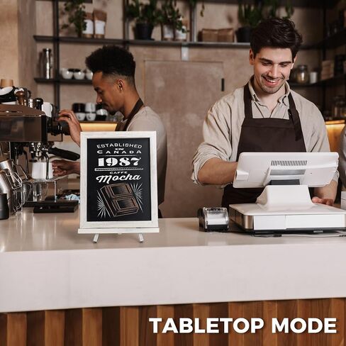 SELEAD Small Magnetic Chalkboard Words Sign Board - 10x12 Inch Tabletop/Hanging Vintage White Solid Wood Frame Chalk Board with Stand, Message Menu Board for Cafe, Business, Wedding in Saudi Arabia
