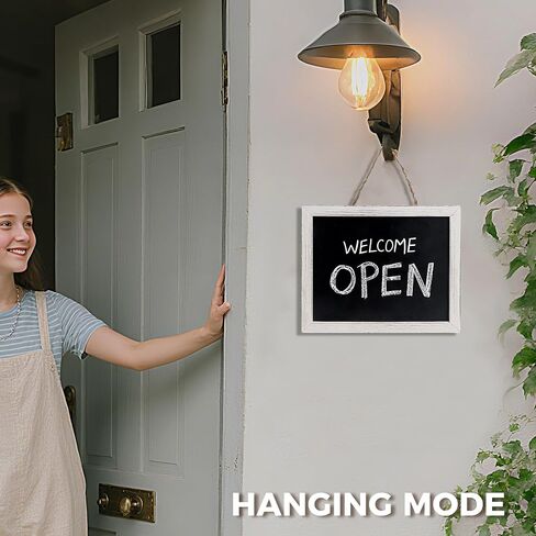 SELEAD Small Magnetic Chalkboard Words Sign Board - 10x12 Inch Tabletop/Hanging Vintage White Solid Wood Frame Chalk Board with Stand, Message Menu Board for Cafe, Business, Wedding in Saudi Arabia