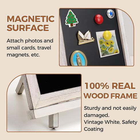 SELEAD Small Magnetic Chalkboard Words Sign Board - 10x12 Inch Tabletop/Hanging Vintage White Solid Wood Frame Chalk Board with Stand, Message Menu Board for Cafe, Business, Wedding in Saudi Arabia