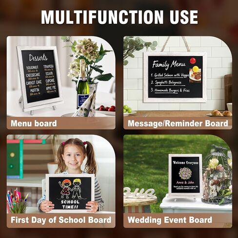SELEAD Small Magnetic Chalkboard Words Sign Board - 10x12 Inch Tabletop/Hanging Vintage White Solid Wood Frame Chalk Board with Stand, Message Menu Board for Cafe, Business, Wedding in Saudi Arabia