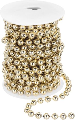 PATIKIL 66 Feet Pearl String 6 mm Craft Pearl Bead Garland Faux Beads Spool Roll Strands Pearls Chain Trim for Wedding Party Flower Christmas Tree Decoration DIY Crafts, Gold in Saudi Arabia