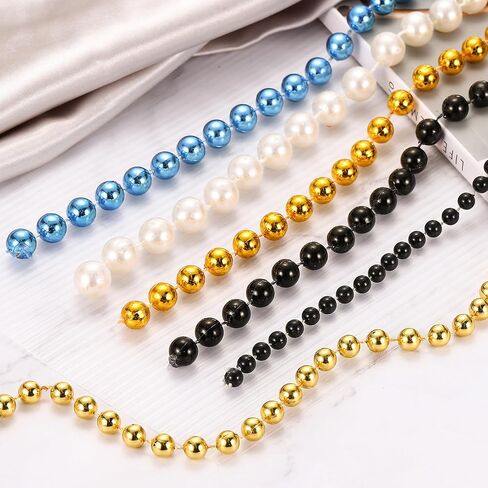 PATIKIL 66 Feet Pearl String 6 mm Craft Pearl Bead Garland Faux Beads Spool Roll Strands Pearls Chain Trim for Wedding Party Flower Christmas Tree Decoration DIY Crafts, Gold in Saudi Arabia