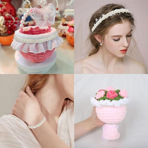 2 Yards Elegant Imitation Pearl Beaded Trim Bridal Lace Ribbon Trimming Edge Strapes DIY Clothing Accessories for Wedding Dress Sewing and Decoration in Saudi Arabia