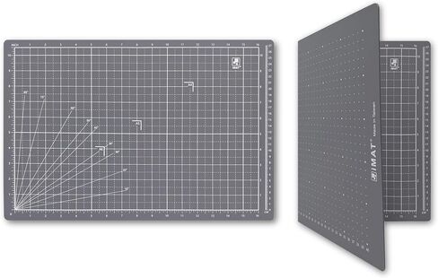 iMAT Flip Cutting Mat_Note A3 (inch version), 12"X18", Foldable, Front: Inch grid, Back: cm dots, Suitable for Crafts, Cutting Paper Materials, Creative Collages, and more (Ash Grey) in Saudi Arabia