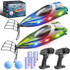 قارب RC مكون من قطعتين من قوارب التحكم عن بعد للأطفال والكبار، قوارب RC مقاومة للماء ببرغي مزدوج 15 كم/ساعة مع جهاز تحكم عن بعد 2.4 جيجا هرتز، أضواء LED، قلب بمفتاح واحد، أوضاع سرعة مزدوجة، 4 بطاريات قابلة لإعادة الشحن، سباقات حمام السباحة والبحيرة in Kuwait