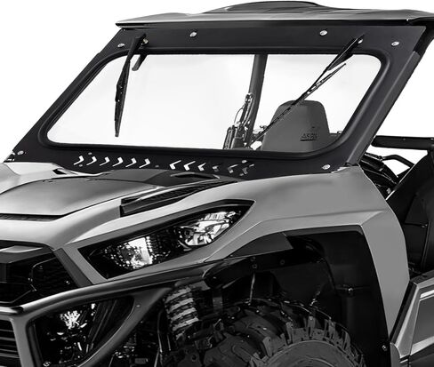 زجاج أمامي من الزجاج الأمامي بفتحات تهوية من KEMIMOTO مع مساحات يدوية متوافقة مع Kawasaki Teryx KRX 1000 2020-2026 وTeryx KRX 4 1000 2023-2026، زجاج مصفح مقاوم للخدش معتمد من DOT مقاس 8 مم من البولي كربونات in Kuwait