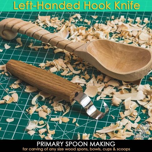 BeaverCraft Hook Knife Wood Spoon Carving Tools SK1L - Spoon Carving Knife for Bowls Spoons Kuksa and Cups - Crooked Whittling Knives Left-Handed - Whittling Tools for Carvers in Saudi Arabia