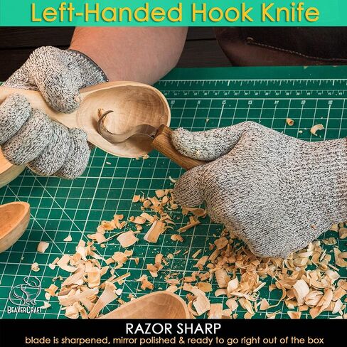 BeaverCraft Hook Knife Wood Spoon Carving Tools SK1L - Spoon Carving Knife for Bowls Spoons Kuksa and Cups - Crooked Whittling Knives Left-Handed - Whittling Tools for Carvers in Saudi Arabia