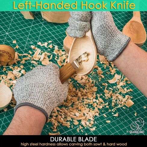 BeaverCraft Hook Knife Wood Spoon Carving Tools SK1L - Spoon Carving Knife for Bowls Spoons Kuksa and Cups - Crooked Whittling Knives Left-Handed - Whittling Tools for Carvers in Saudi Arabia