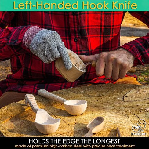 BeaverCraft Hook Knife Wood Spoon Carving Tools SK1L - Spoon Carving Knife for Bowls Spoons Kuksa and Cups - Crooked Whittling Knives Left-Handed - Whittling Tools for Carvers in Saudi Arabia
