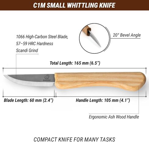 BeaverCraft Whittling Knife C1M - Sloyd Chip Wood Carving Knife Carbon Steel - Small Whittling Knives for General and Detail, Delicate Cutting - Wood Carving Tools for Beginners and Professionals in Saudi Arabia
