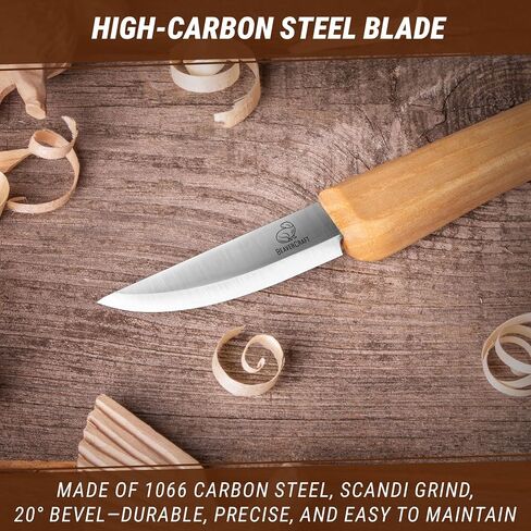 BeaverCraft Whittling Knife C1M - Sloyd Chip Wood Carving Knife Carbon Steel - Small Whittling Knives for General and Detail, Delicate Cutting - Wood Carving Tools for Beginners and Professionals in Saudi Arabia