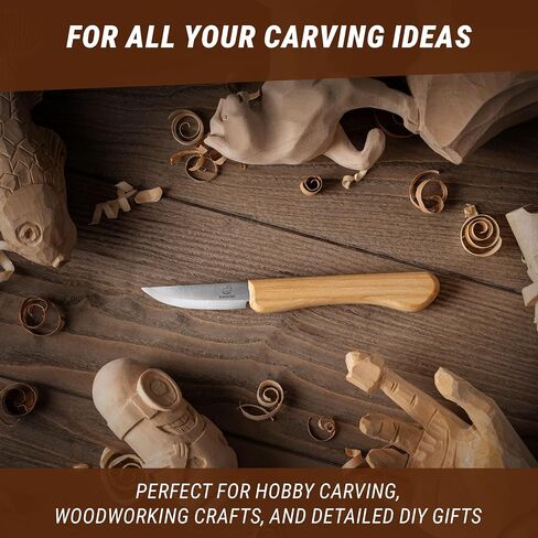 BeaverCraft Whittling Knife C1M - Sloyd Chip Wood Carving Knife Carbon Steel - Small Whittling Knives for General and Detail, Delicate Cutting - Wood Carving Tools for Beginners and Professionals in Saudi Arabia
