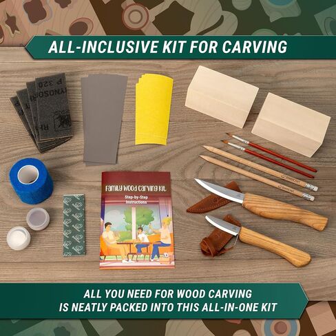مجموعة نحت الخشب من بيفير كرافت للمبتدئين، مجموعات DIY للبالغين والأطفال، مجموعة أدوات النجارة، مجموعة سكاكين تبييض - مجموعات هوايات حرفية للبالغين والمراهقين، هوايات للرجال والنساء، أدوات سكاكين نحت الخشب DIY09 in Kuwait