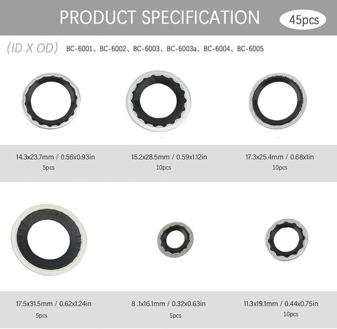 مجموعة Keenso AC O Ring Kit، 45 قطعة مجموعة سدادة حشية التيار المتردد 6 أحجام مع صندوق تخزين شفاف للوحة باب مصد ضاغط تكييف الهواء للسيارة in Kuwait