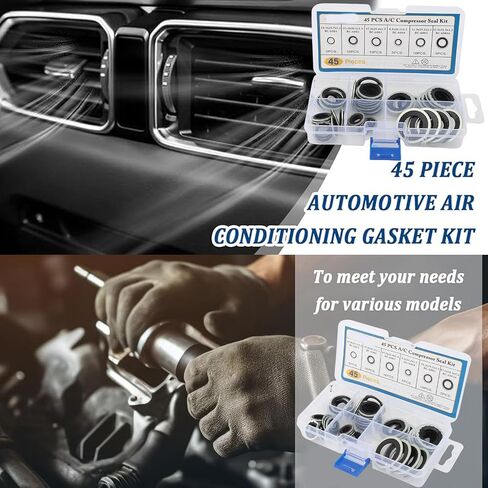 مجموعة Keenso AC O Ring Kit، 45 قطعة مجموعة سدادة حشية التيار المتردد 6 أحجام مع صندوق تخزين شفاف للوحة باب مصد ضاغط تكييف الهواء للسيارة in Kuwait
